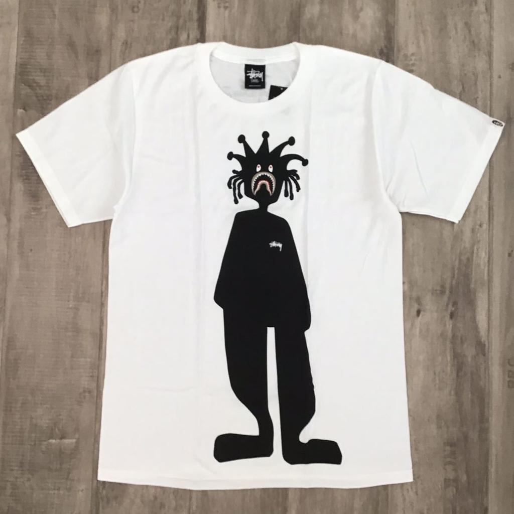 BAPE × stussy shark man T-shirt White A Bathing Ape Size S Unisex T-Shirt