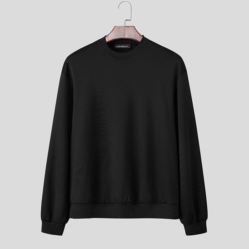 

INCERUN Oversized Men Casual Long Sleeve Texture Pullovers Sweatshirts S