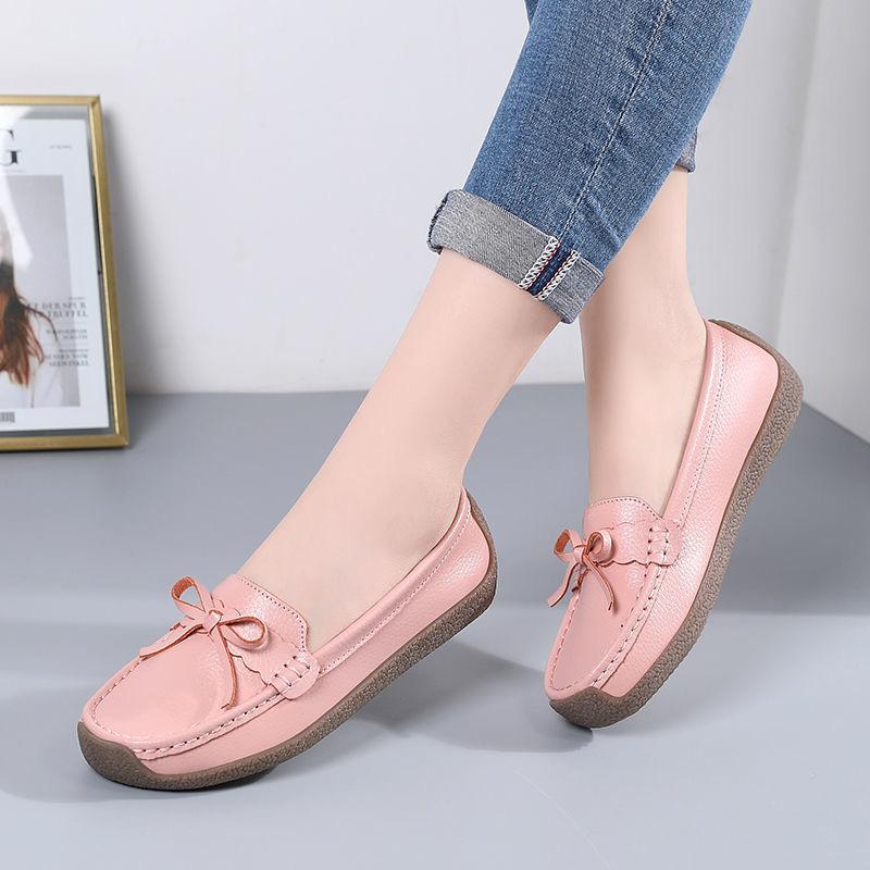 New leather handmade Doudou snail women's shoes non-slip and wear-resistant flat-heeled comfortable loafers women's shoes