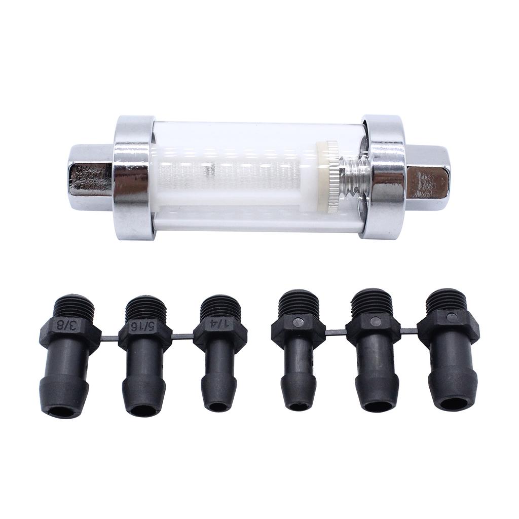 3Celsius8   1Celsius4   5Celsius16   Raccordi   Gas Vetro Filtro Carburante Inline Riutilizzabile con 6 Tubi Kit Filtro Carburante