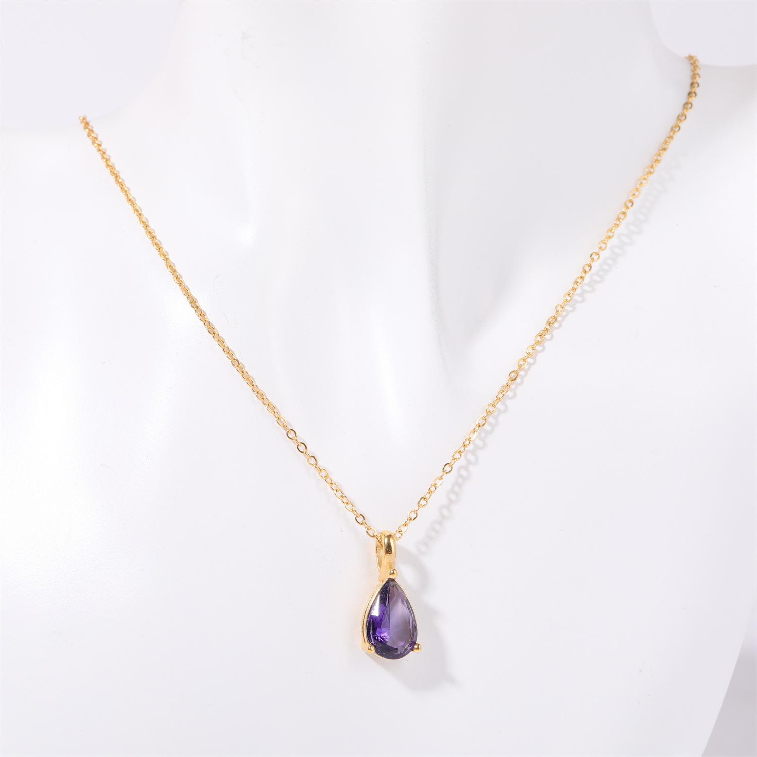 

High Color Retention December Birthstone Water Drop Necklace Twelve Birthstone Teardrop Pendant 18K Gold-Plated Guarantee