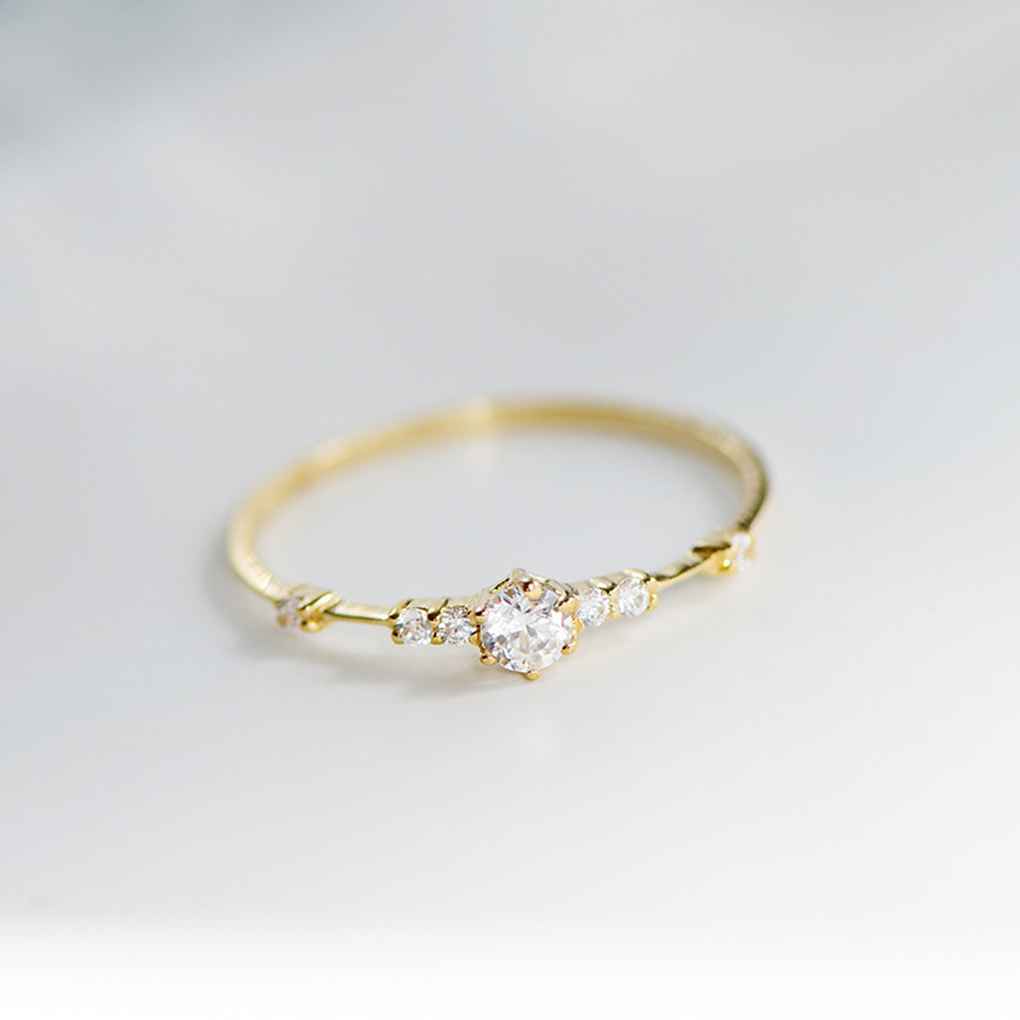 Vintage Kristall Verlobungs Ehering Damen Schmuck Größe 5/11