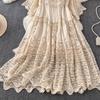 Retro Hook Hollow Out Women Dresses Spring Summer Beach Style Knitted Vestidos Mujer Elegant Loose Long Dress