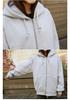 Damen Einfarbige Kapuzen-Reißverschluss-Sweatjacke - Lockere Passform, Mit Samt gefüttert, Frühling/Herbst Lässiger Sport-Cardigan.