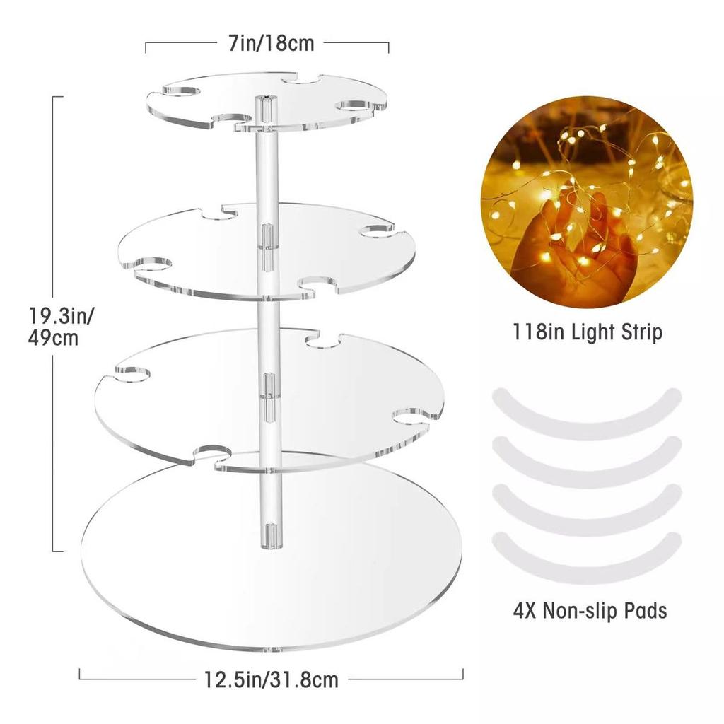 2/3 Tier Acrylic Champagne Glass Holder Champagne Stand Champagne Flute Glass Holder,Tabletop Stemware Hanging Display Rack
