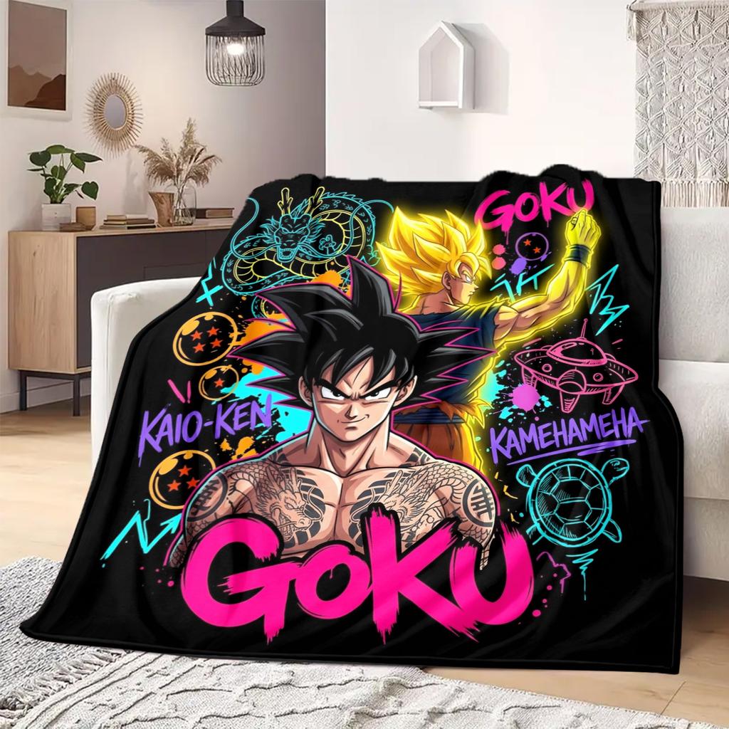 Dragon Ball Cartoon Flannel Blanket Stylish Print Ideal For Home Sofa Bed Chair Picnic Travel -HE2