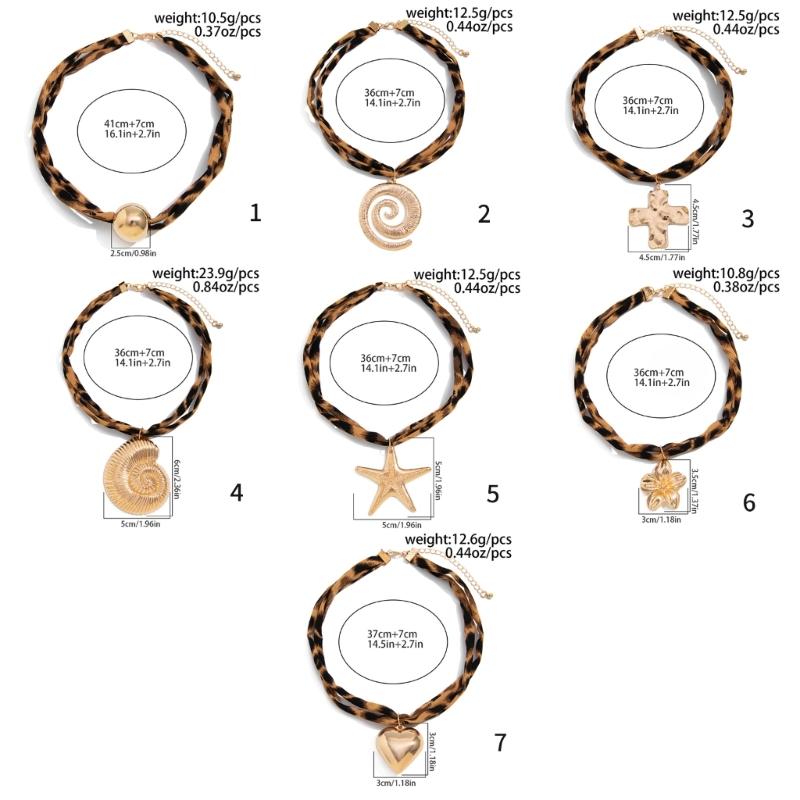 Adjustable Sea Star and Conch Pattern Cotton Cloth Necklace With Alloy Charm for Casual Outfits or Travel Accessories
