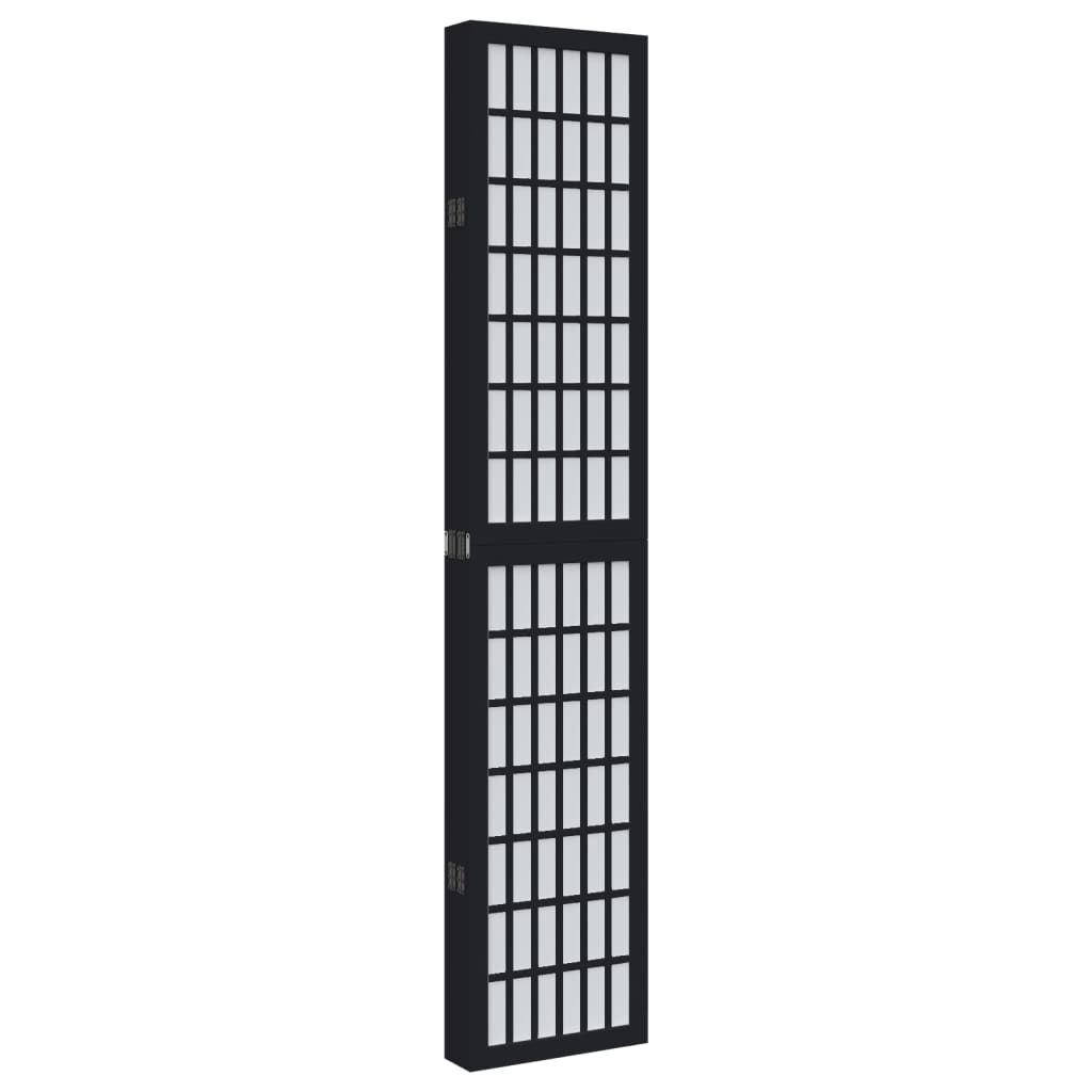 6 Piece Black Folding Screen Solid Paulownia Wood