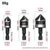 3PC Hexagonal Shank 90 Degree Black Five Blade Chamferer 12/16/19mm Countersink Drill Woodworking Hole Opener Tool Set