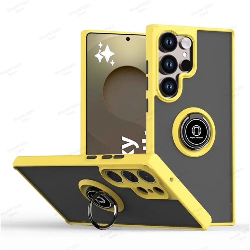 Magnetický kryt na telefon s držákem prstenu pro Samsung Galaxy S25 S24 S23 S22 S21 S20 Ultra Plus FE Note 20 Ultra Nárazuvzdorný kryt Fundas