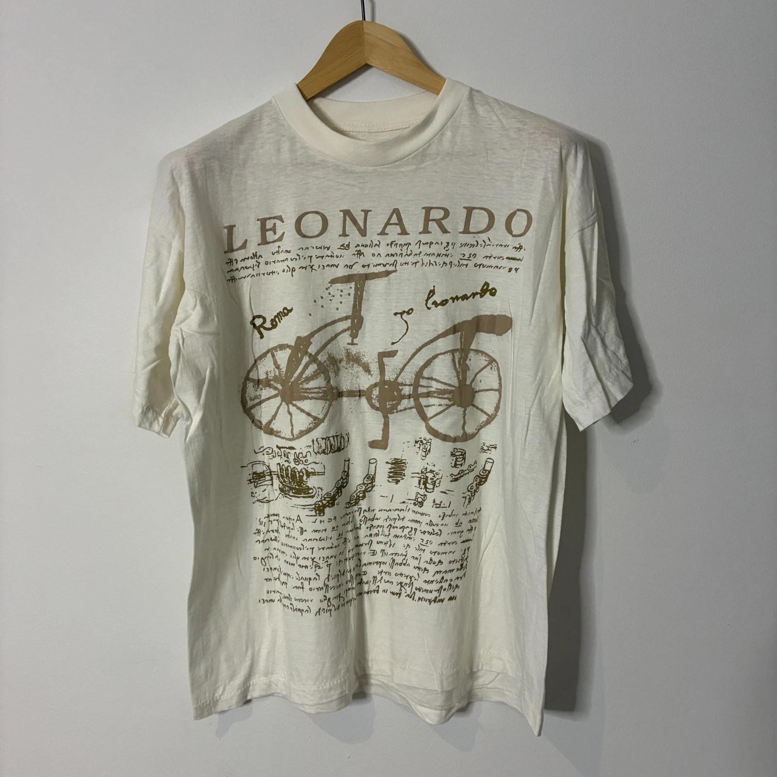 Vintage Leonardo Da Vinci Shirt Mens Large White Single Stitch Art Tee S