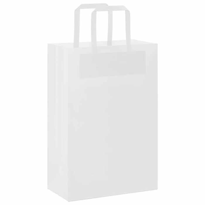 VidaXL Sacs en papier 250 pcs avec poignées blanc 21x11x31 cm, sac en papier, sac cadeau en papier, sac cadeau en papier, 4101840