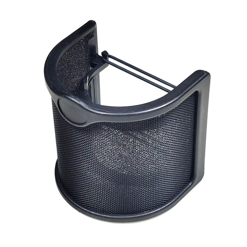 

1Pc Handheld Mic Shield Pop Filter Upgraded Double Layers Metal Mesh Foam Etamine Layer Microphone Windscreen Cover