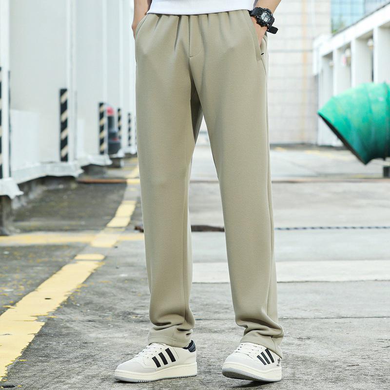 Men's Loose Fit Knitted Sweatpants - Straight Leg, Plus Size, Casual Trousers for Spring and Autumn