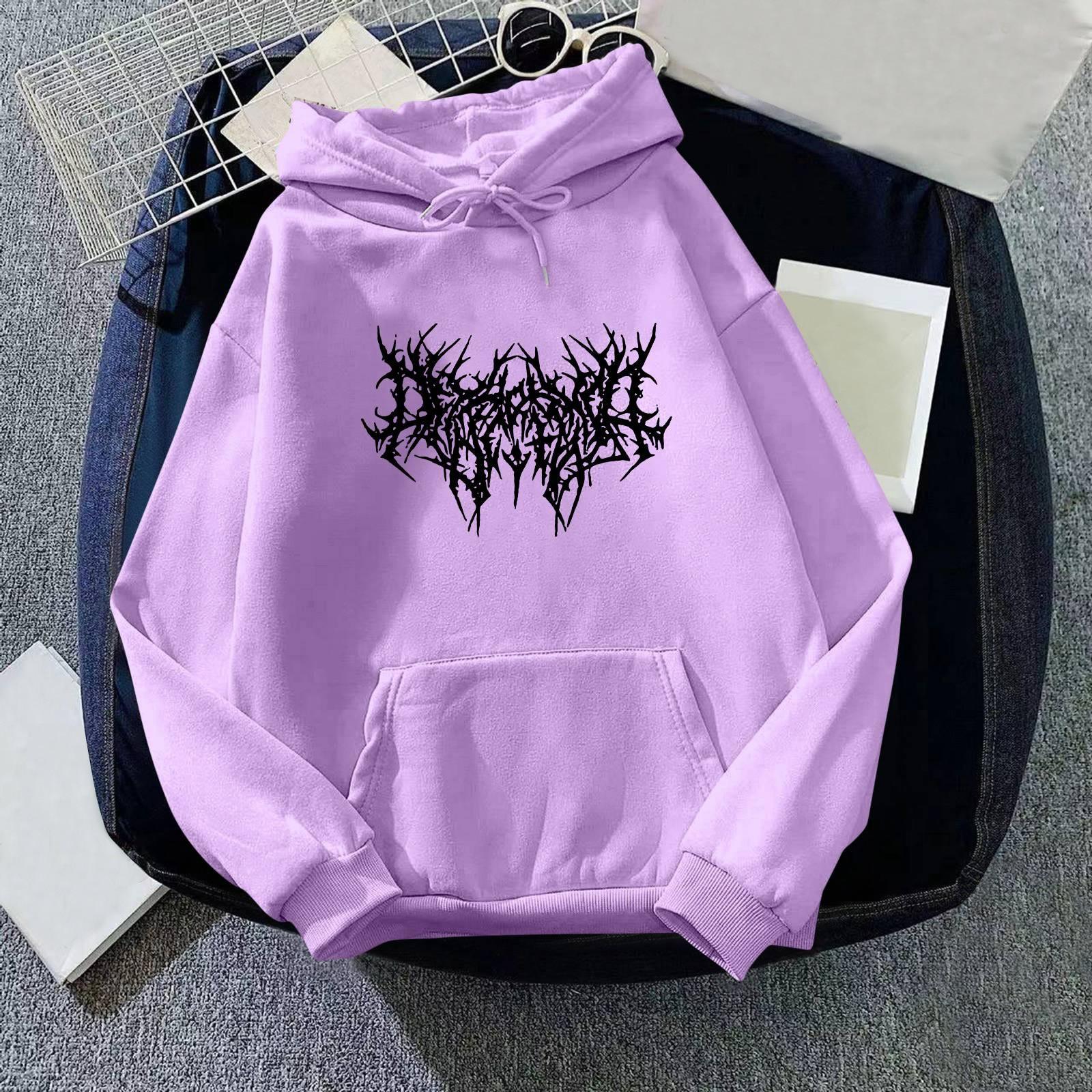 

Женская мода принт спортивный свободный пуловер длинный рукав карман капюшон толстовка топ S фиолетовый