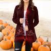 Women's Fashion Casual Halloween Printed Mid-Length Irregular Hem Cardigan Jacket