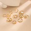 11Pcs/Set Fashion Gold Color Pearl Geometric Open Rings for Women Exaggerated Metal Irregular Adjustable Ring Set Jewelry Gifts