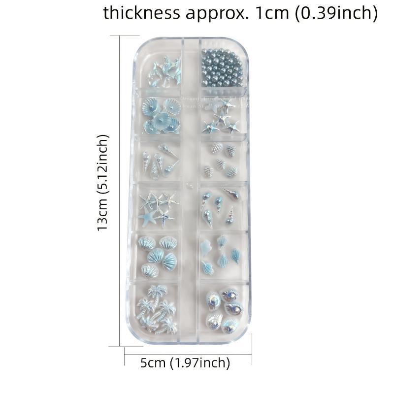 12 Grids Aurora Ocean Nail Charms Set Mermaid Seashell Starfish 3D Nail Art Rhinestones Decoration