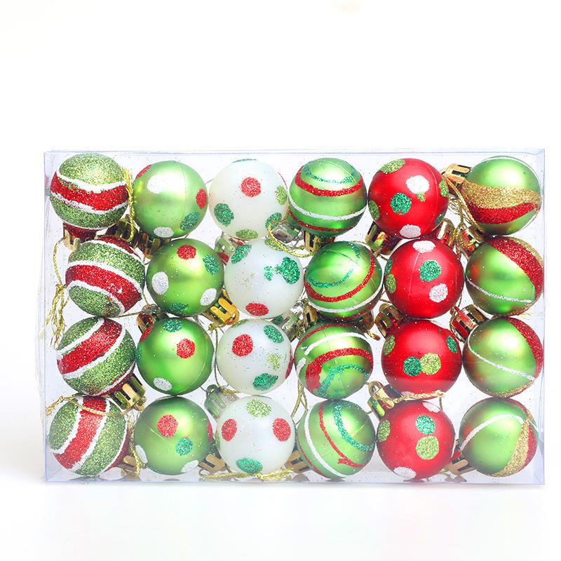 24 Irregular Cross-border Painted Christmas Tree Ornaments - 3cm Ball Set