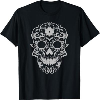 Sugar Skull Head Floral Cool White Calavera Mexican Gift T-Shirt