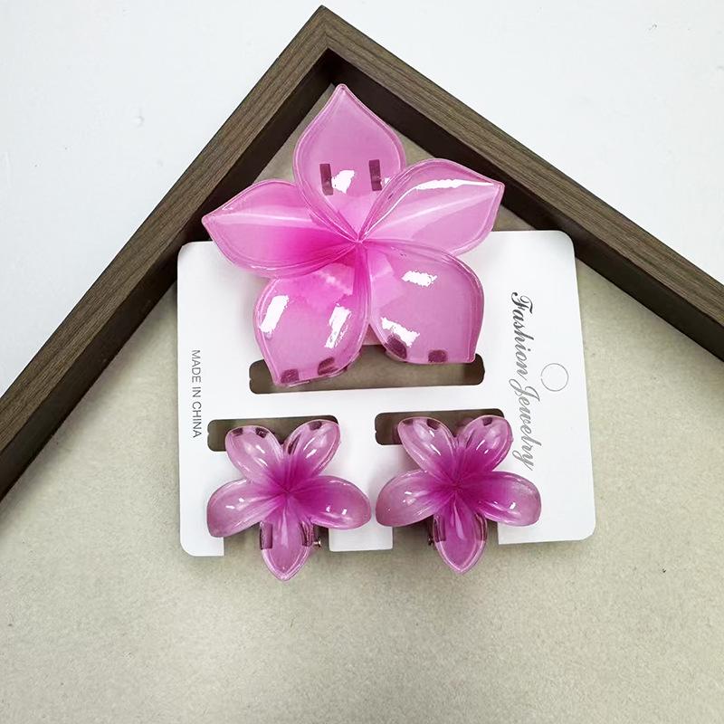 Sada skřipců do vlasů s frangipani: Květinové vlasové doplňky s imitací mramoru pro módní svátky