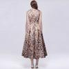 Elegant Sleeveless Leopard Print Summer Dress Women's Round Neck Three-Dimensional Cutting Drapped Slim Party Dresses Robes