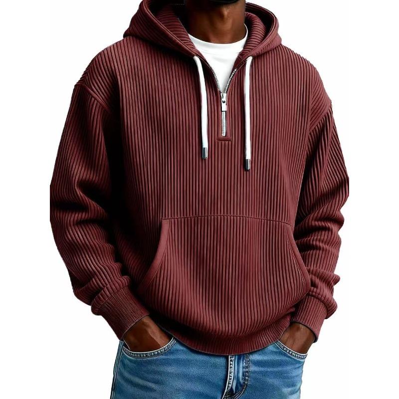 QICED Men's Fashion Autumn/Winter Long Sleeves Hooded Casual Solid Color Print Autumn Winter Hoodie