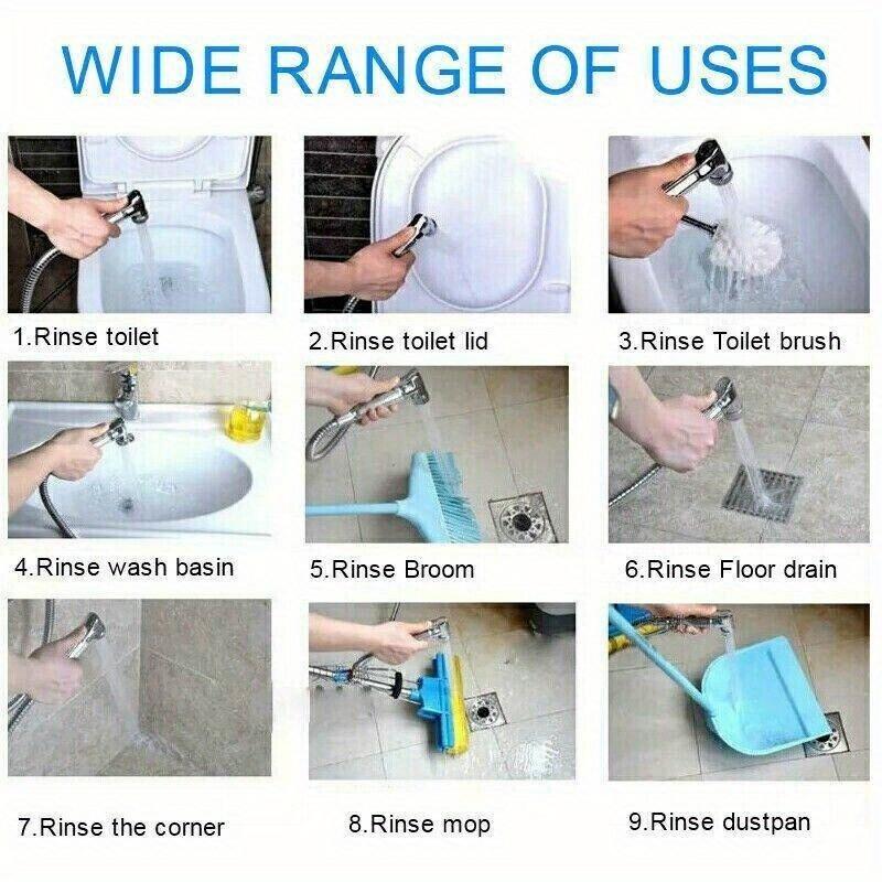 ABS Hand-Bidet-Sprühset - Mehrzweck-Badezimmer-Duschset für persönliche Hygiene und Tierwäsche mit verstellbarer Druckdüse und Schlauch