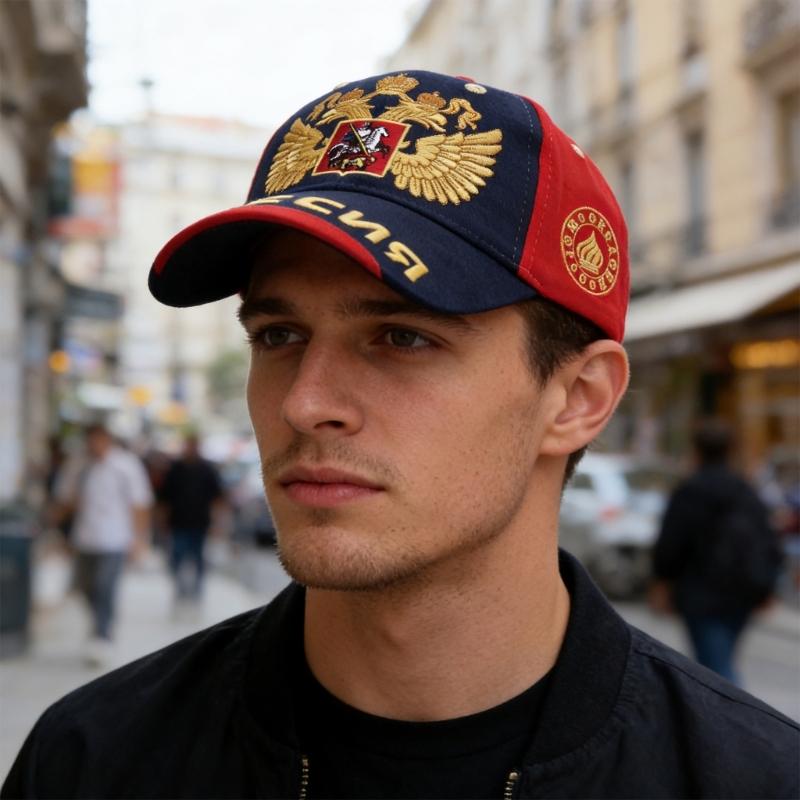 Russian Style Baseball Cap Cotton Adjustable Size 56cm to 60cm With Embroidery For Men Women Kids