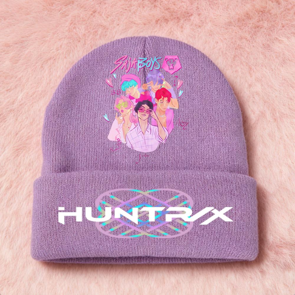 Latest KPop Demon Girls Knitted Hats Kpop Hunter Cartoon Children Headgear Cotton Cold Season Adorable Hat Anime Children Navidad Birth Date Gifts