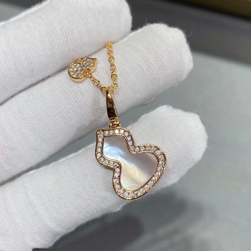 Elegant Gourd Necklace: 925 Sterling Silver with 18K Rose Gold, White Mother-of-Pearl, and Red Chalcedony Pendant