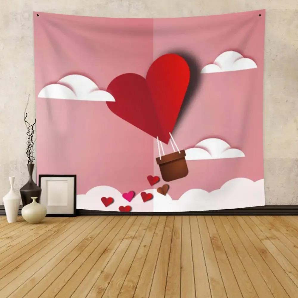 Colorful Watercolor Heart Pattern Tapestry Office Living Room Decoration Home Wall Tapestry