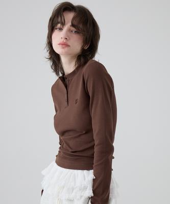 DANGLEDROP Dgdp Square Logo Slim Fit Long Sleeve_Brown