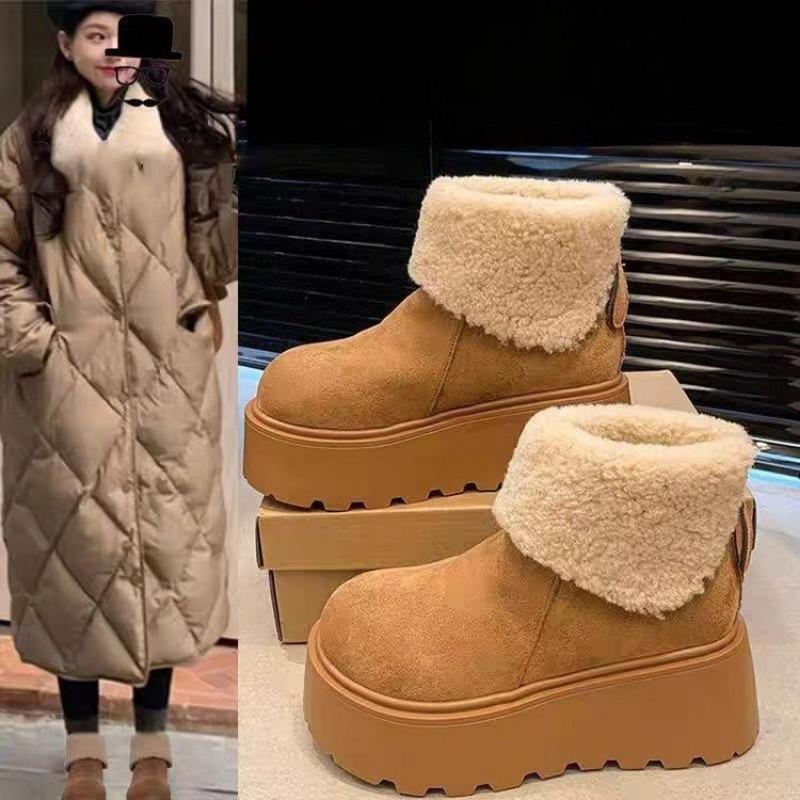 New Thick-soled, Height-increasing, Fleece, Anti-slip and Warm Cotton Shoes for Women