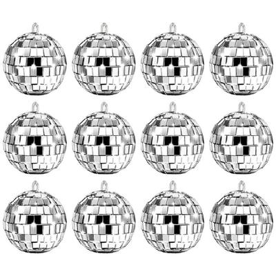 12Pcs Blingbling Disco Ball Ornament for Birthday and Holiday Party Decors Christmas Tree Ornament