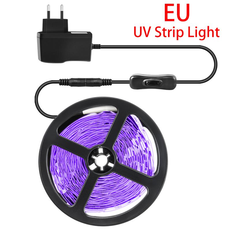 Fita de LED UV flexível, lâmpada ultravioleta 385-400 nm, luz negra 2835 SMD DC12V, fita de LED para festa de DJ Glow