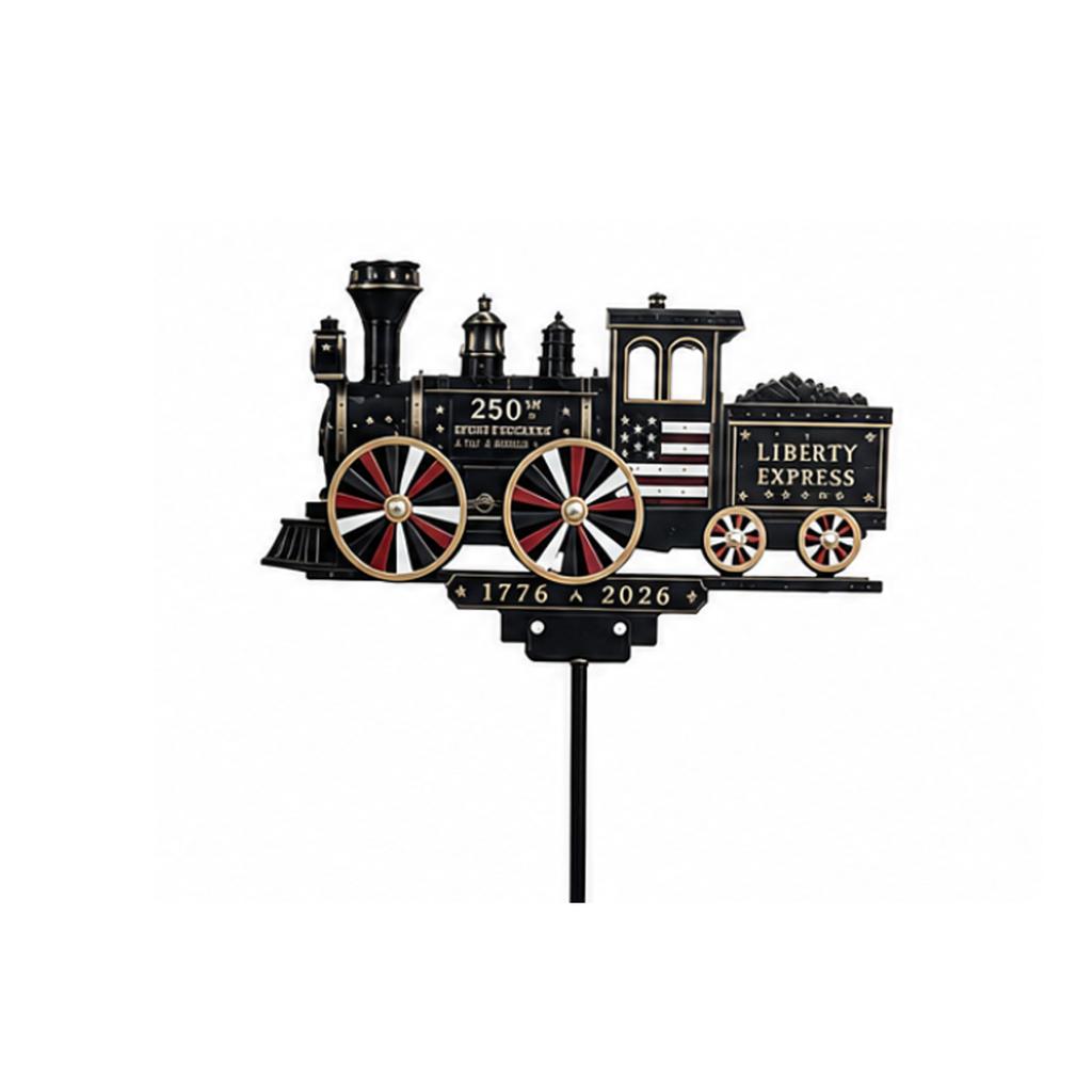 Gartenzug-Ornament mit drehender Windmühle für die Außendekoration des Gartens
