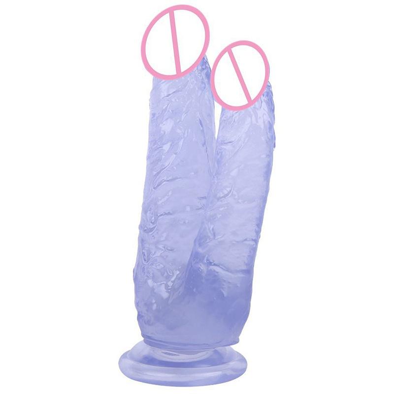 Double Dildos Female Masturbation Double Penetration Both Vagina and Anus Big Penis with Suction Cup Sex Toy Strap On Two Dildo