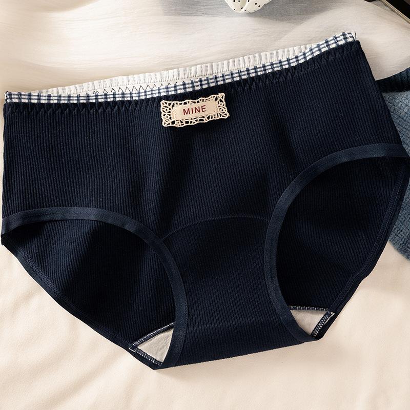 

Девочки Весна Осень Ретро Мода Цветная Сшивка Нить Чистый Хлопок Талия Треугольник Трусики M сапфир синий