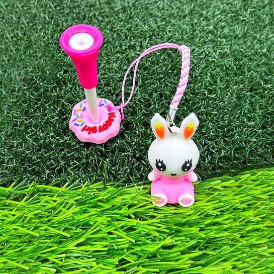Cartoon Rabbit Golf Tee Hanger Plastic Anti Lost Golf Tee Ring with Strap Loss Prevention Tee Holder with Golf Tee for Men Women