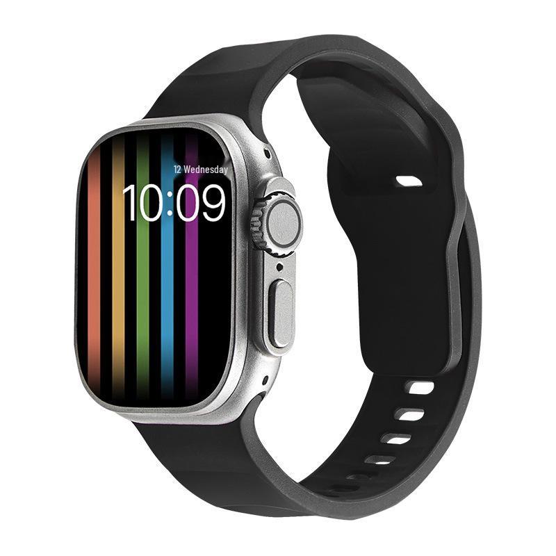 

Wave-Shaped Silicone Strap for Apple Watch iWatch9 with Square Buckle - Ultra 2. 38/40/41/42MM