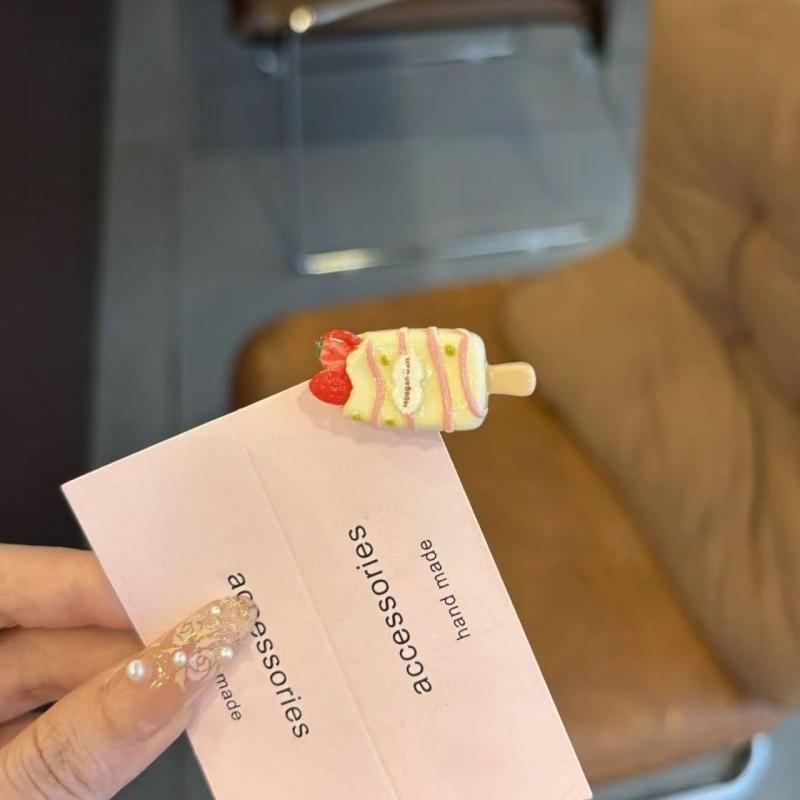 5pcs/set Baby Cute Mini Chocolate Ice Cream Style Hair Accessories Versatile Hair Cards for Children And Hair Clips Creative Cartoon