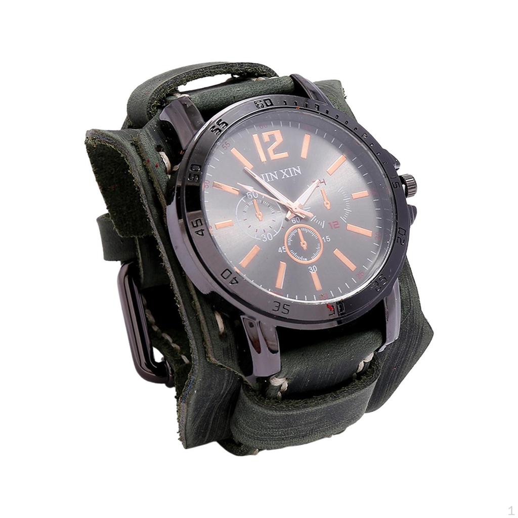 Men Wrist Watch Cuff Trendy Leather Bracelet Male Wristwatch for Boyfriend Birthday