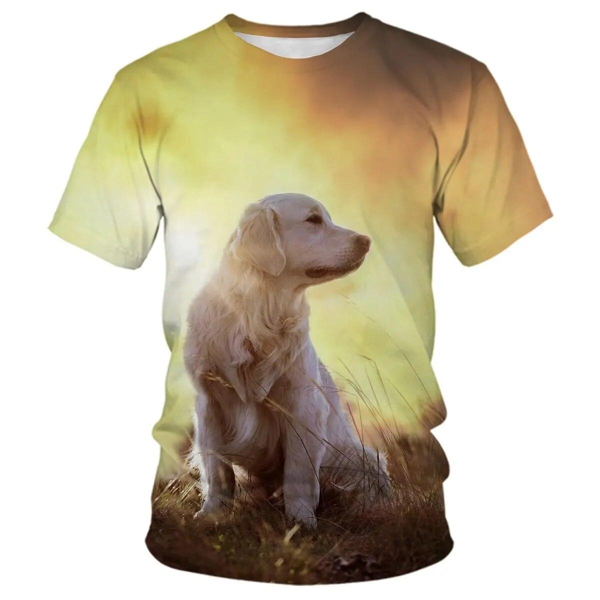 

Мужские и женские уличные футболки с рисунком золотистого ретривера, милые собаки с 3d принтом, дышащие легкие летние спортивные топы большого размера 4XL