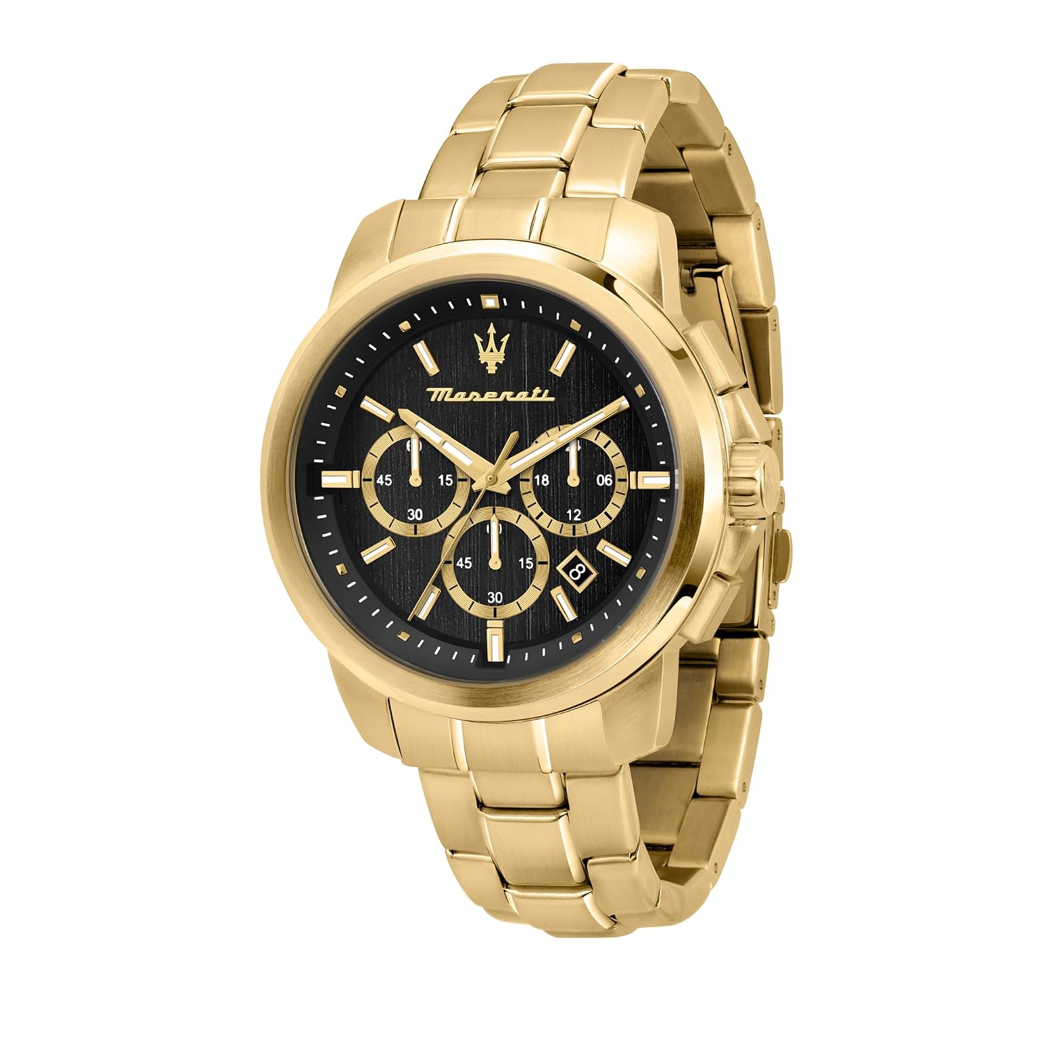 Maserati mens watch gold black dial