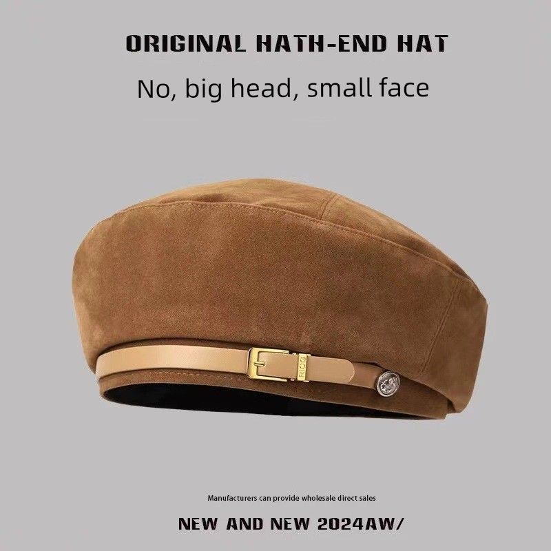 

Beret Women s 2024 New Arrival Autumn and Winter Korean Style Easiest for Match Big Head Circumference Fashion Retro Face Slimming Painter Cap Khaki All yards