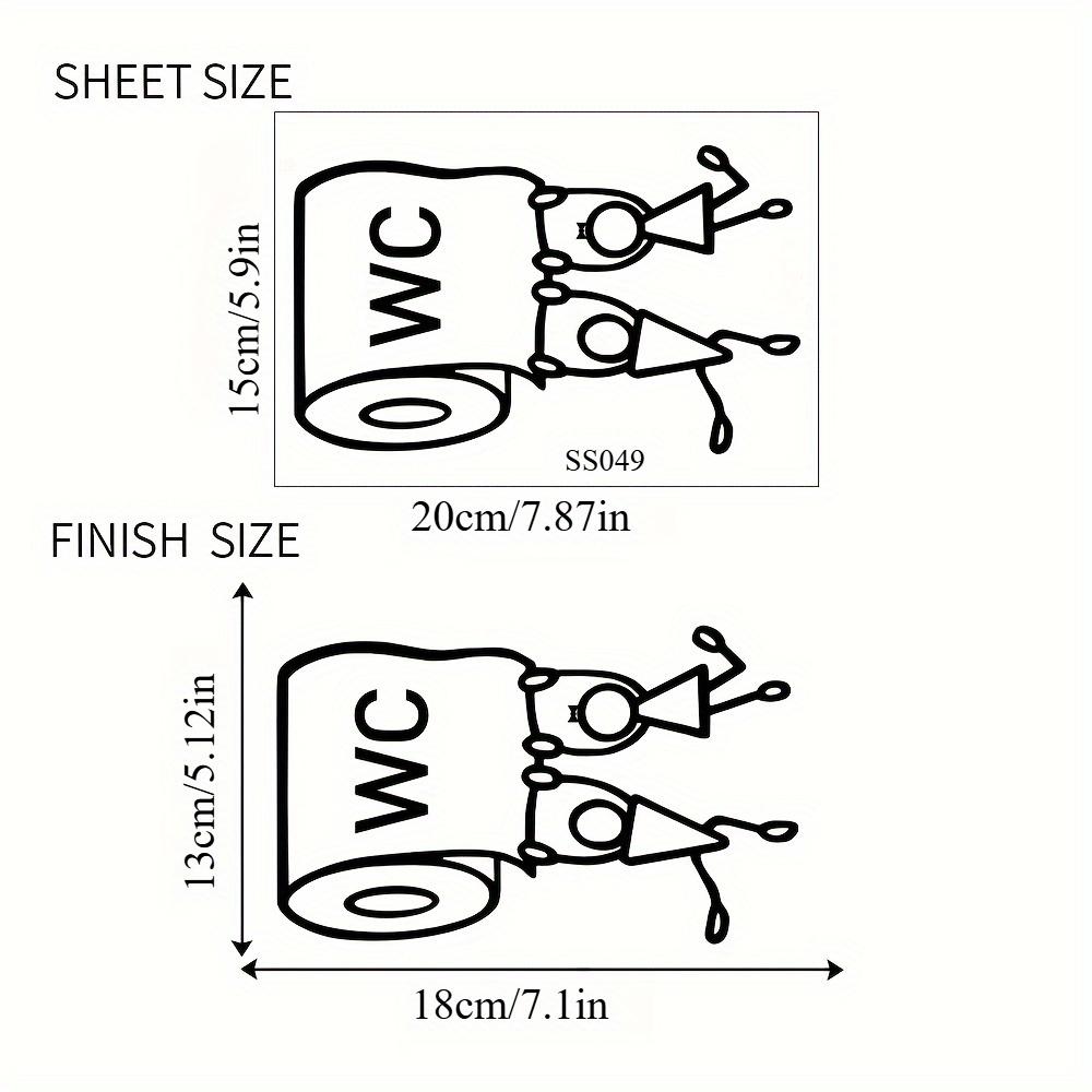 1pc Cartoon "WC" Vinyl Sticker Humorous Toilet Wall Art Glossy Finish Geometric Pattern Ideal for Bathroom Decor And Accessories