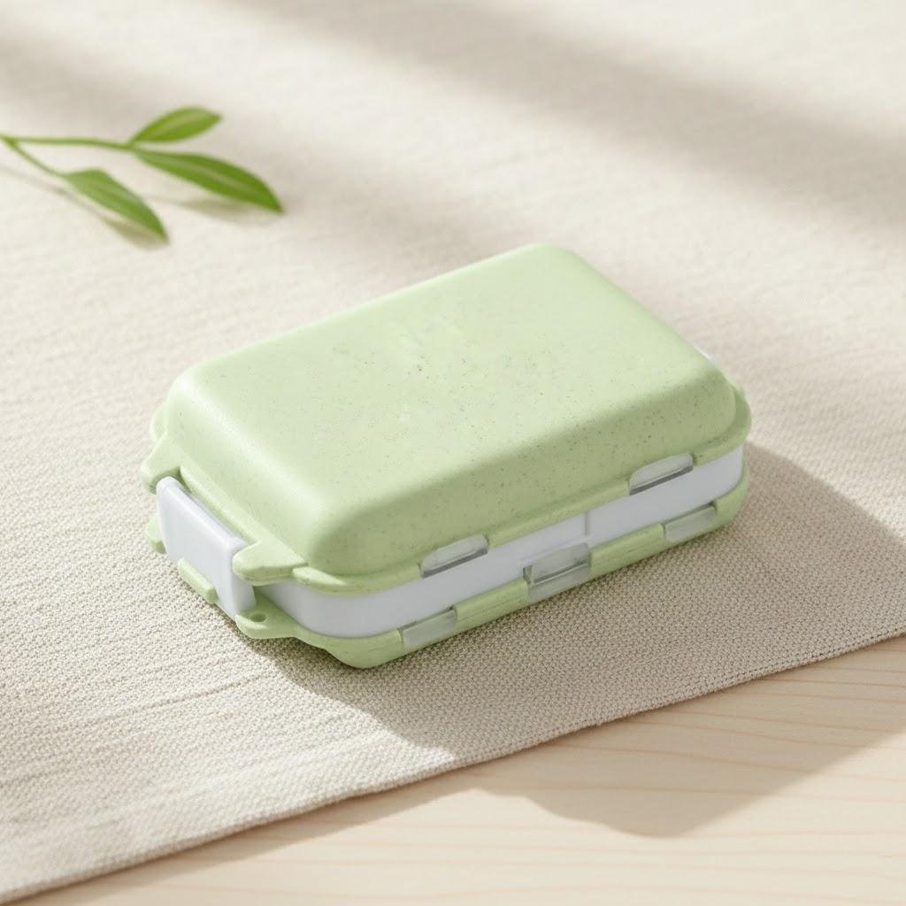 

8 Cell Portable Pill Box Medical Bag Vitamin Storage Container Health Travel Supplies Mini Pill Organizer 1PC зелёный