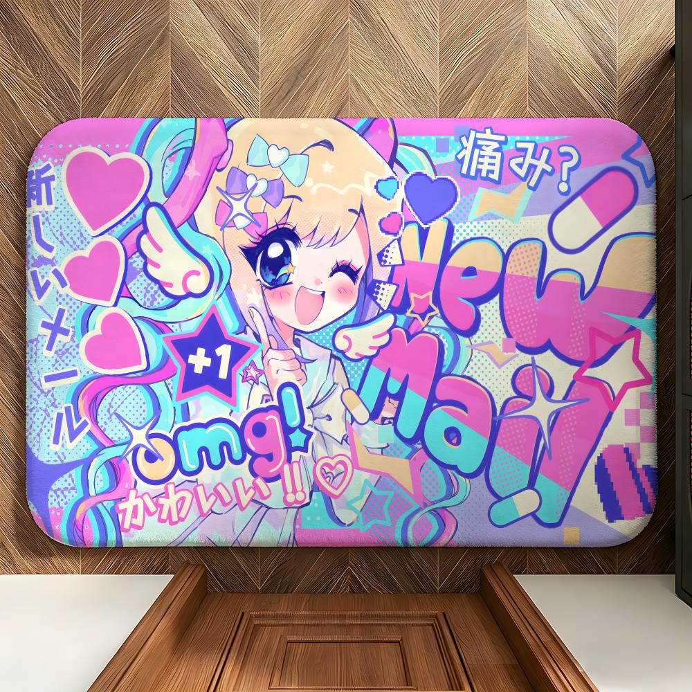 Art C-Colorful c-comics Floor Mat Soft Flannel Floor Mat Suitable for Entryways, Living Rooms, Bedrooms, and Bathrooms
