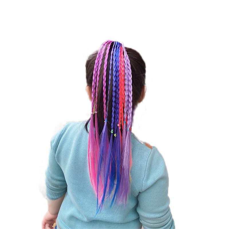 New Girls Colorful Wigs Ponytail Kids Hair Accessories Head Band Hair Ornament Headbands Rubber Bands Beauty Hair Bands Headwear